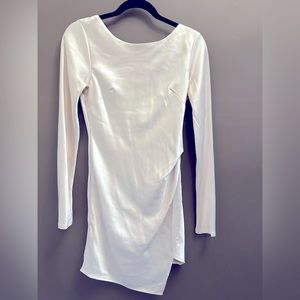 S Champagne Satin Draped Dress with Low Back